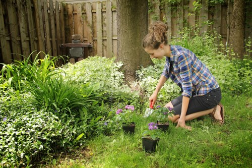 Staff training session on garden machinery operation